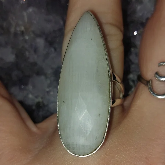 Faceted Moonstone Large Statement Ring - Picture 4 of 5